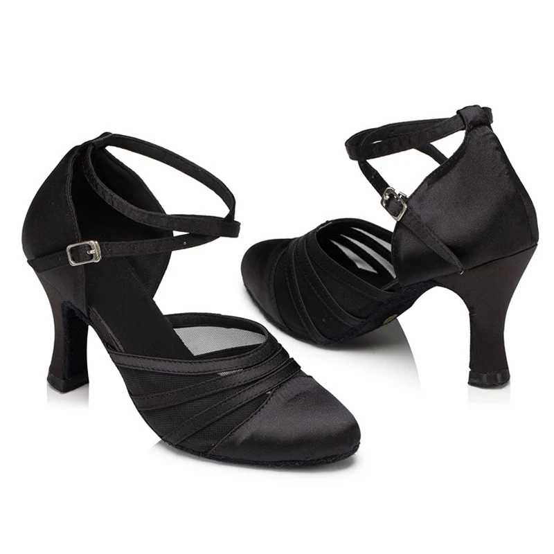 Обувь для бальных танцев для женщин, девушек, дам, Танго/бальных/латинских/современных каблуках, Классические атласные домашние танцевальные туфли, Прямая поставка