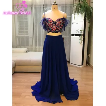 

Stock Clean Long Elegant Prom Dress 2020 A-line Sleeve Beaded Lace African Floor Length Emerald Green Two Piece Prom Dresses