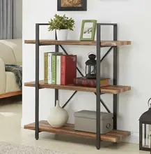 3-Tier Industrial Bookcase and Book Shelves, Vintage Wood and Metal Bookshelves, Retro Brown 3-Tier Industrial Bookcase and Book Shelves, Vintage Wood and Metal Bookshelves, Retro Brown