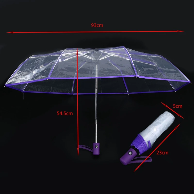 WSFS Hot Transparent Umbrella Automatic Umbrella Rain Women Men Sun Rain Auto Umbrella Compact Folding Windproof Style Clear umb