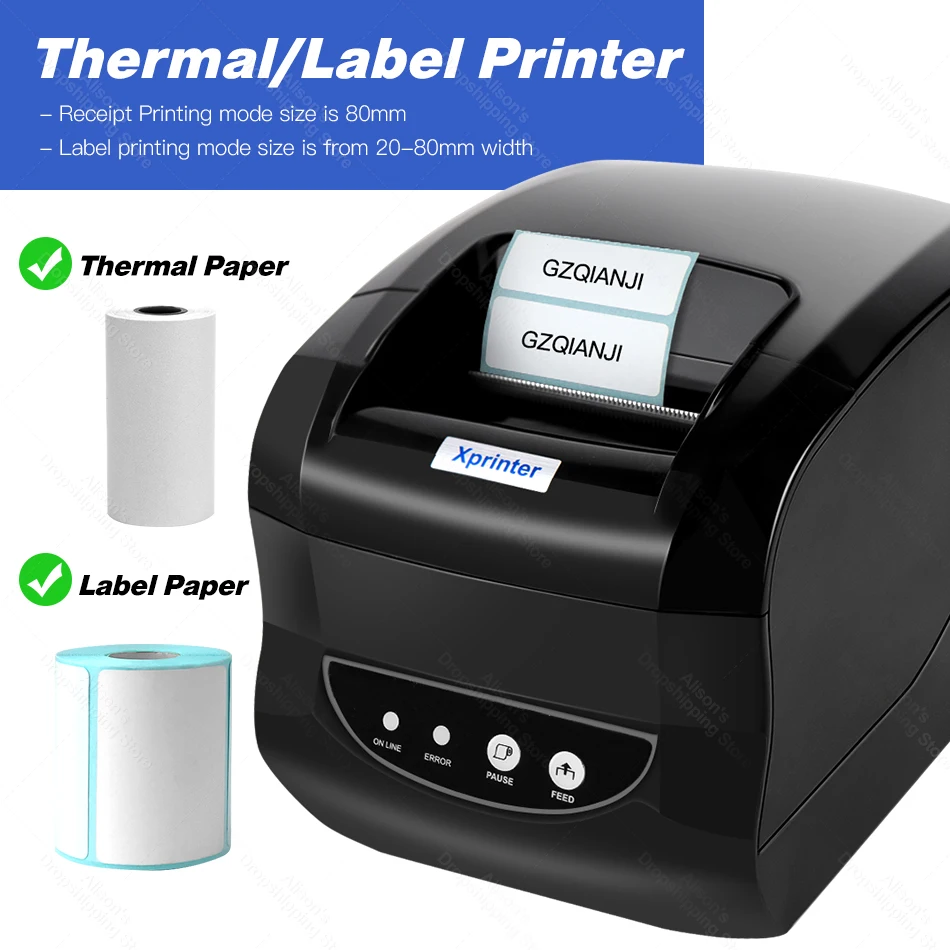 Xprinter 20 до 80 мм термопринтер с Bluetooth USB штрих кодом самоклеющиеся этикетки чековый принтер для Pos