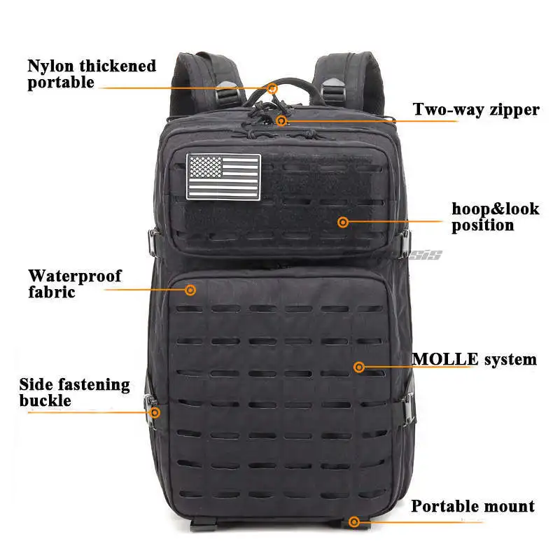 47L MOLLE армейская тактическая сумка-рюкзак долговечный, в стиле милитари армейские рюкзаки Largae Ёмкость на открытом воздухе сумка походный рюкзак для занятий альпинизмом