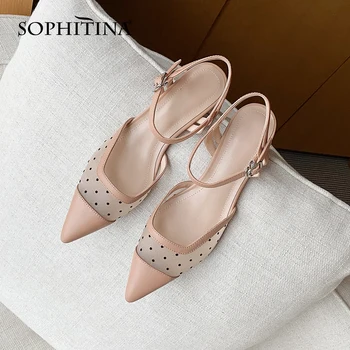 

SOPHITINA Women's Shoes Fashion Elegant Casual Summer Ladies Sandals Polka Dot Pointed Toe Comfortable Dress Sandals Women SO542