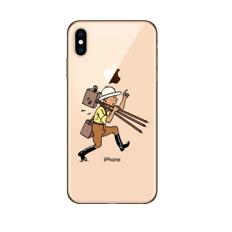 TPU Мягкий силиконовый чехол из ТПУ «Приключения Тинтина» для iPhone XR 10 8 7 Plus 6 6S Plus 5 XS Max 5 5C 4 4s - Цвет: TPU
