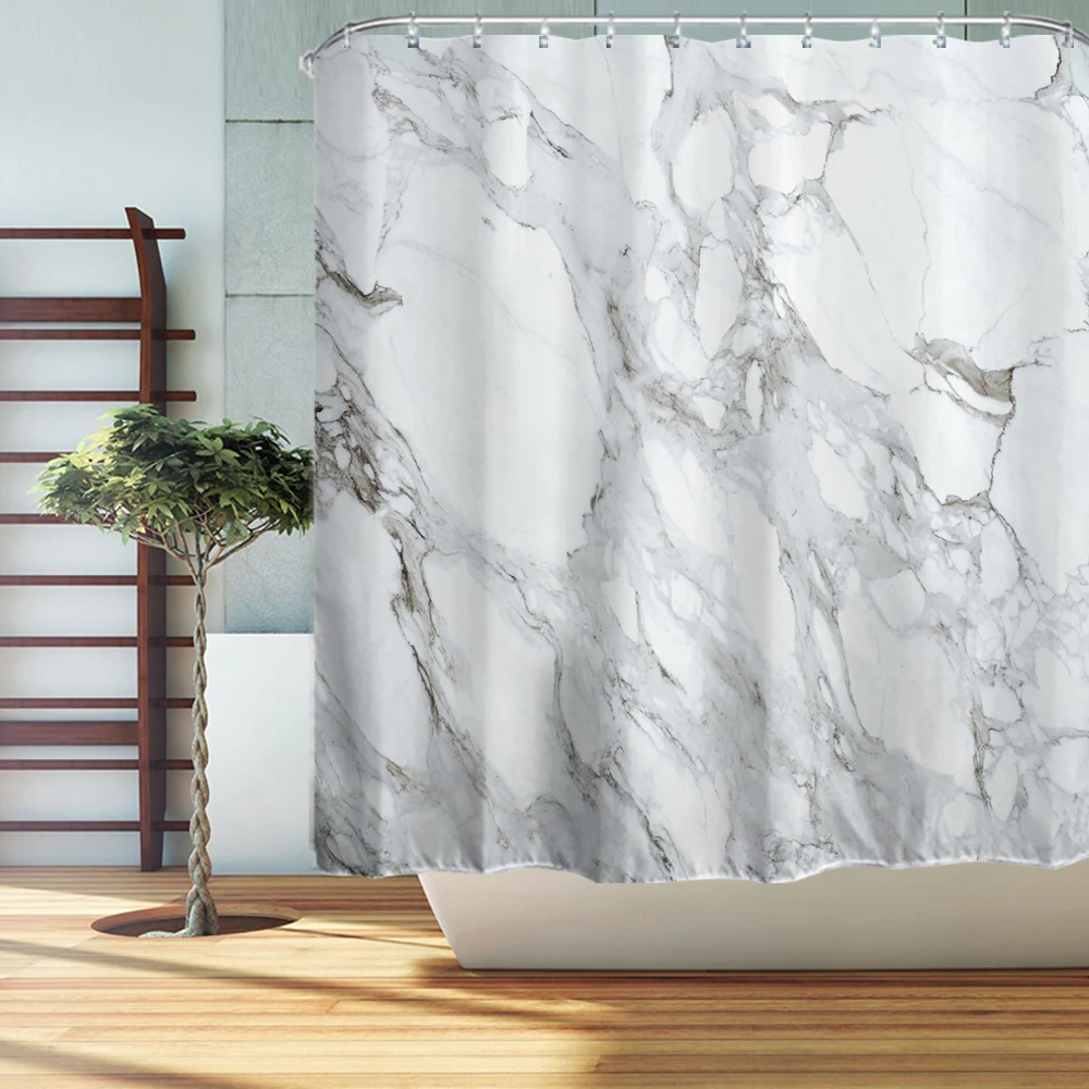

PROCIDA Marble Shower Curtain Set, Bathroom Decor, Hooks included,Texture Theme, Waterproof Polyester Fabrics