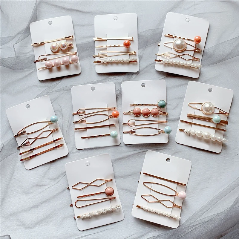 4 шт./компл. модные женские туфли заколки для волос с геометрическим узором жемчужная заколка бусины Одежда для девочек матч Милая резинка для волос заколка аксессуары для волос