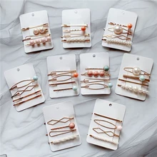 4 шт./компл. модные женские туфли заколки для волос с геометрическим узором жемчужная заколка бусины Одежда для девочек матч Милая резинка для волос заколка аксессуары для волос