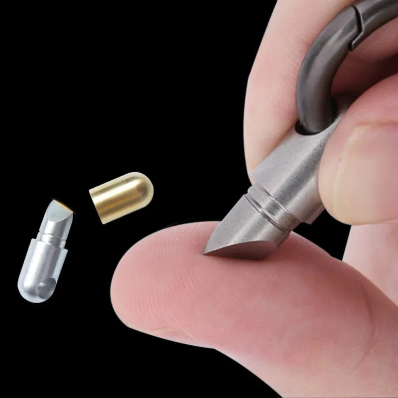 

Mini Stainless Steel Key Hanger Capsule Pocket Portable Mini Cutting Micro Unboxing MICROBLADE PILL Explosive Unboxing Artifact