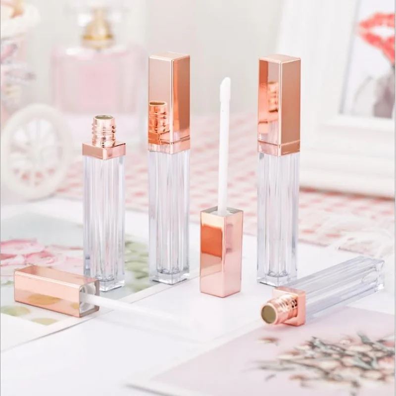 

New 1Pc 5ml Empty Lipgloss Bottle Square Round Tube DIY Lip Gloss Container Transprent Refillable Bottles Empty Lipgloss Bottle