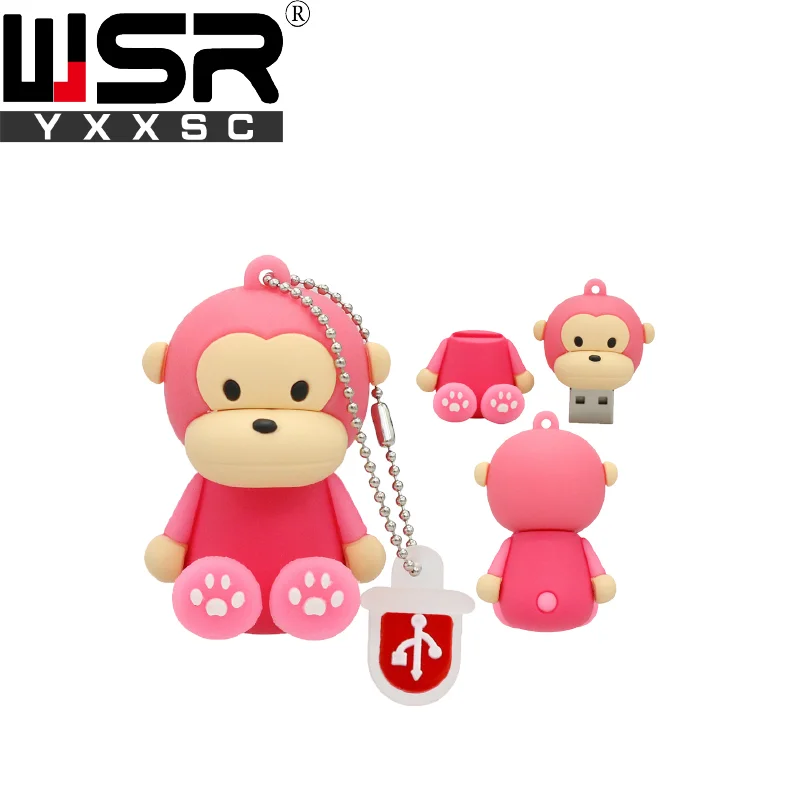 USB 2,0 флеш-накопитель 32 Гб 64 Гб 128 ГБ милый мультфильм смешная фиолетовая обезьяна диск на ключ 4 ГБ 8 ГБ 16 ГБ высокоскоростной водонепроницаемый компьютер подарок - Цвет: 7