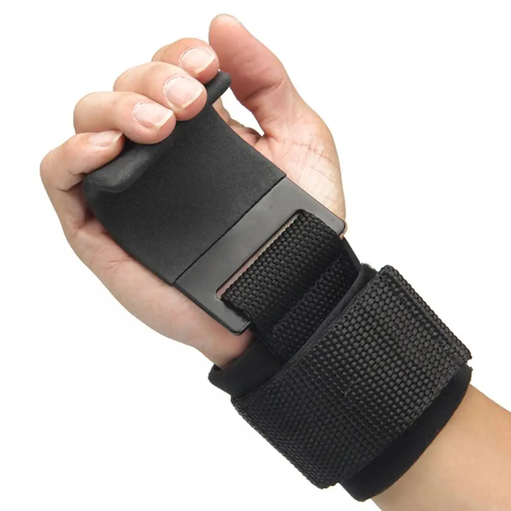 2PCS Fitness Gloves Weight Lifting Hook Training Gym Grips Straps Wrist