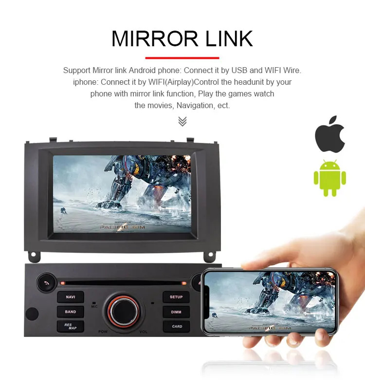 TOPBSNA Android 9,0 автомобильный dvd-плеер для peugeot 407 2004-2010 wifi автомобильный мультимедийный плеер 1 Din gps Navi Радио автомобильный стерео