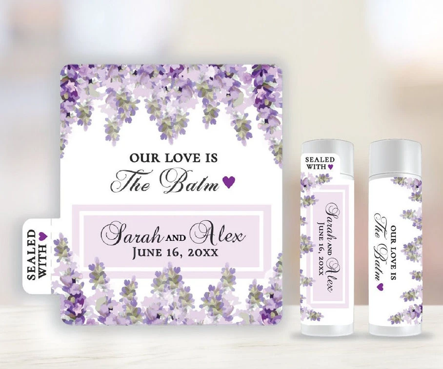 100xCustom Stickers, Lip Balm Label, favour, Lip Gloss, Chapstick Label, Lavender, Personalized. Waterproof