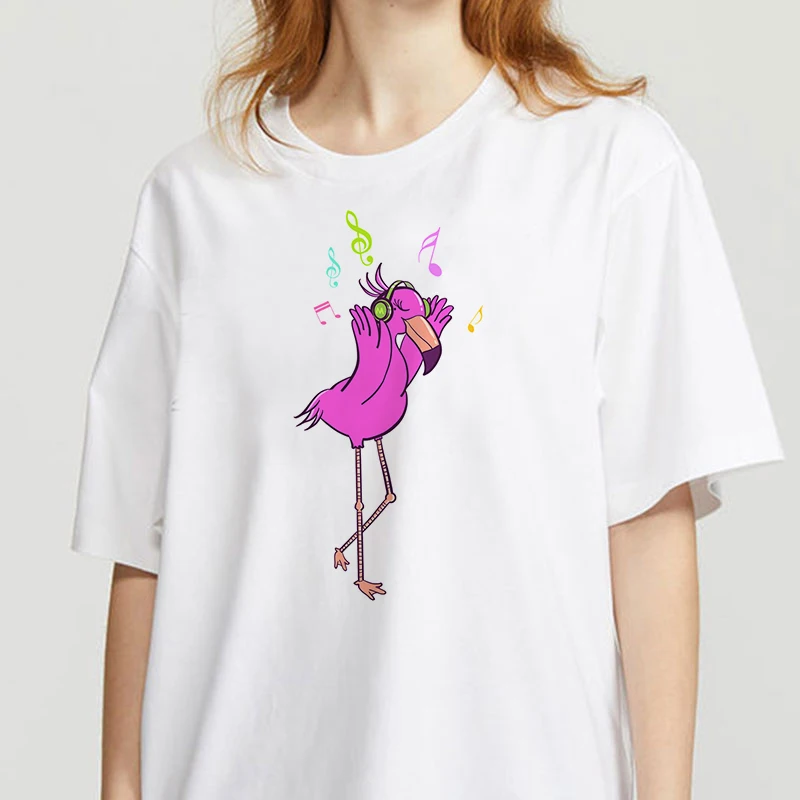 

Women Cartoon Flamingo Print Female Tshirt 90s Short Sleeve Graphic Tees women Funny Harajuku T-shirt Summer Fashion Tshirt
