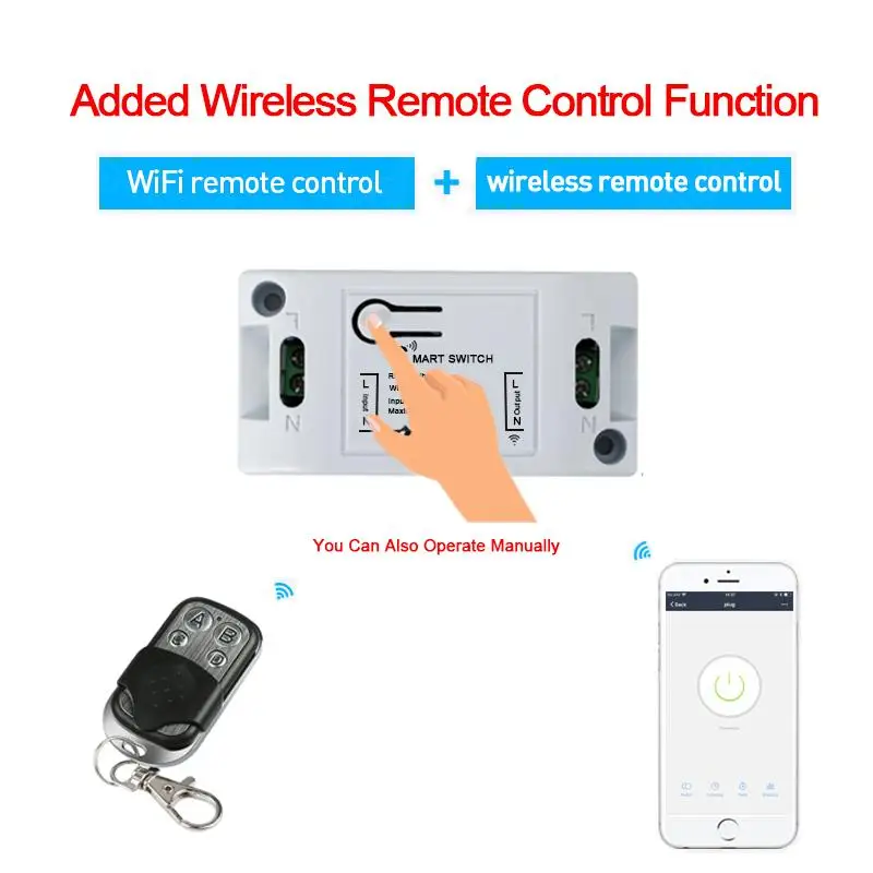 QIACHIP Tuya 스마트 라이프 App 스위치 라이트 Wifi + RF 무선 원격 제어 스위치 1 2 3 갱 벽 패널 버튼 수신기 led 램프