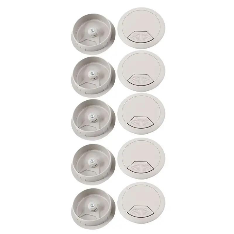 

PC Desk Gray Plastic 50mm Diameter Grommet Cable Hole Cover 20 Pcs