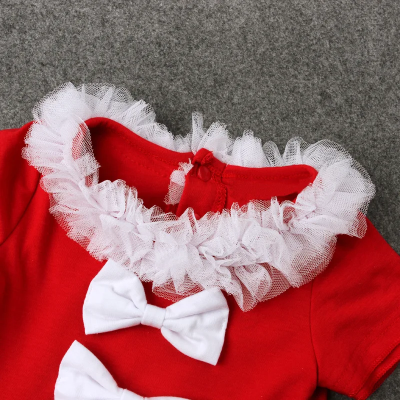 Рождественское платье для маленьких девочек, платье Санта-Клауса новогодние костюмы для детей, Красные кружевные платья-пачки Одежда для младенцев От 6 месяцев до 3 лет