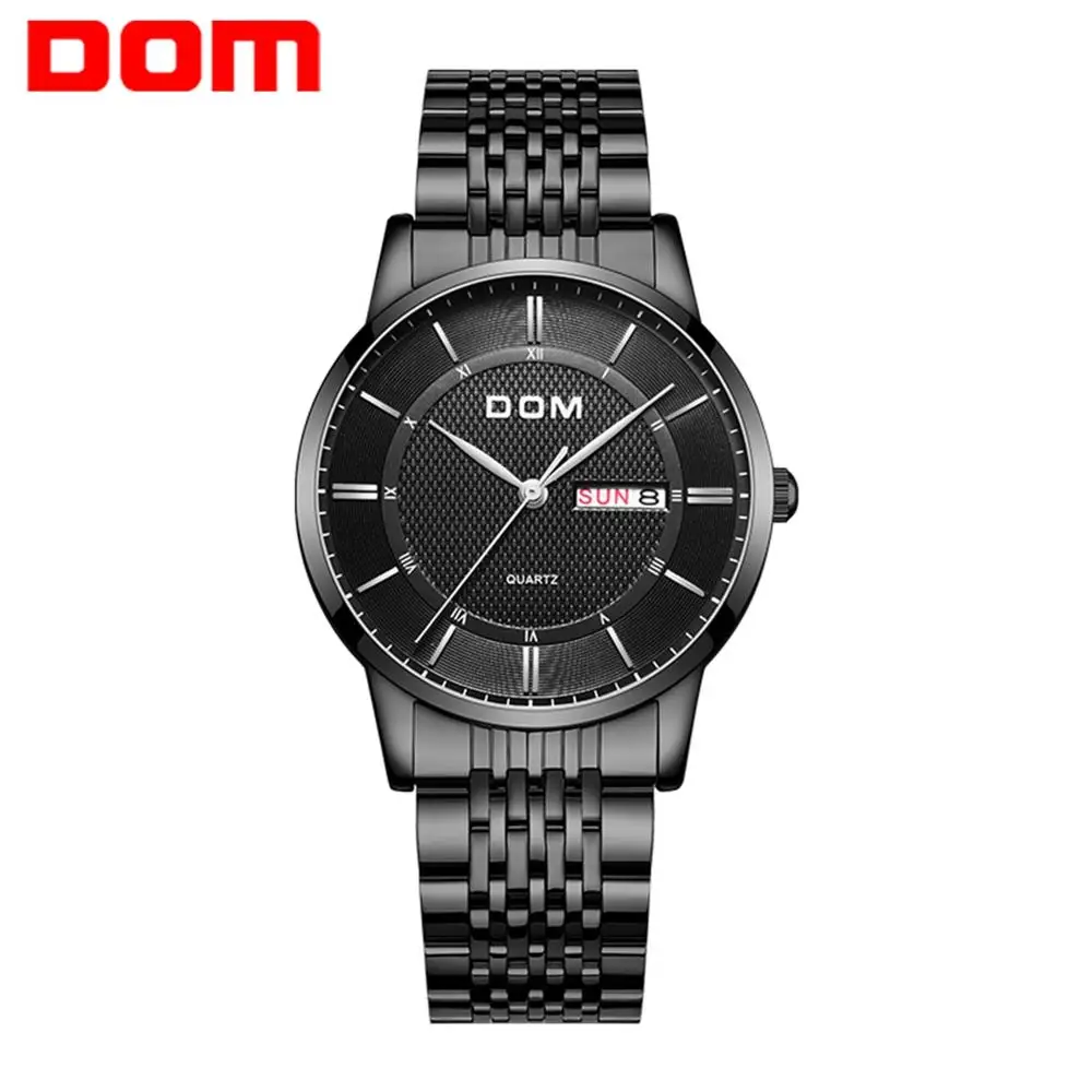Часы DOM мужские модные брендовые Роскошные стальные наручные кварцевые