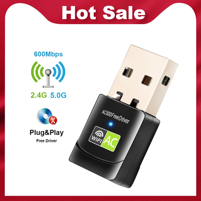 Свободный привод с USB Wi-Fi адаптер 600 Мбит/с Wi-Fi адаптер 5 ГГц антенна USB Ethernet ПК Wi-Fi адаптер LAN Wifi ключ AC Wi-Fi приемник