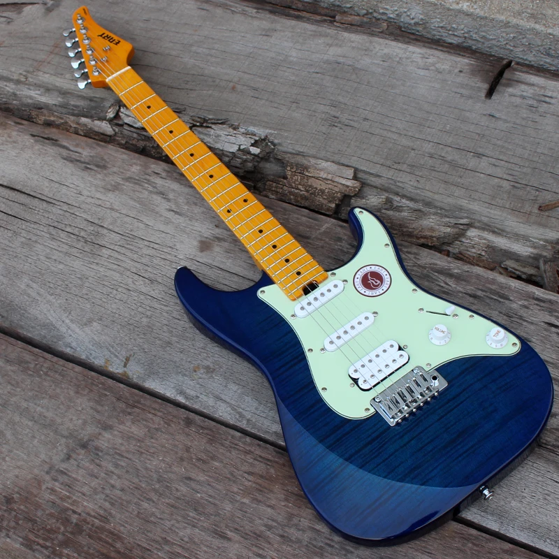 

In Stock Eart Electric Guitar Mint Green Pickguard, High Quality Guitar parts, Transparent Blue Color, More color options