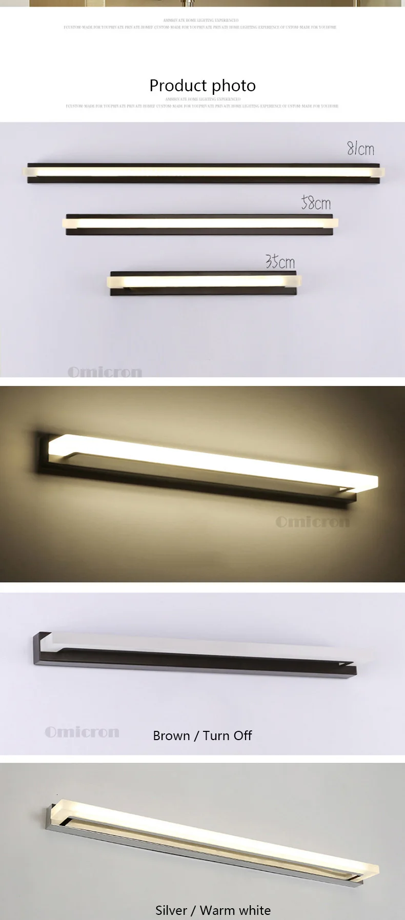 Серебристый/коричневый/белый современный минималистичный светодиодный светильник прикроватный светильник светодиодный настенный светильник для ванной комнаты зеркальный светильник AC110~ 260 В светодиодный настенный светильник