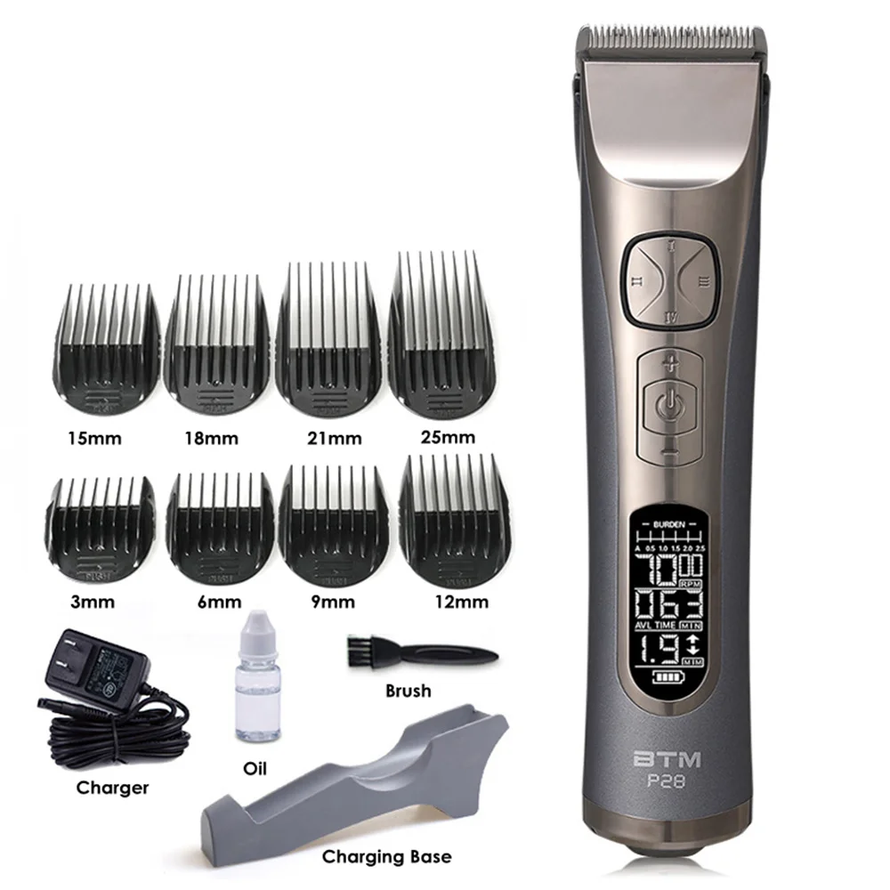 BTM P28 Top Hair Clipper 5 Speeds Adjustment Professional Hair Cutting Machine Fot Barber Salon LCD Trimmer 3 25mm|Hair Trimmers| - AliExpress