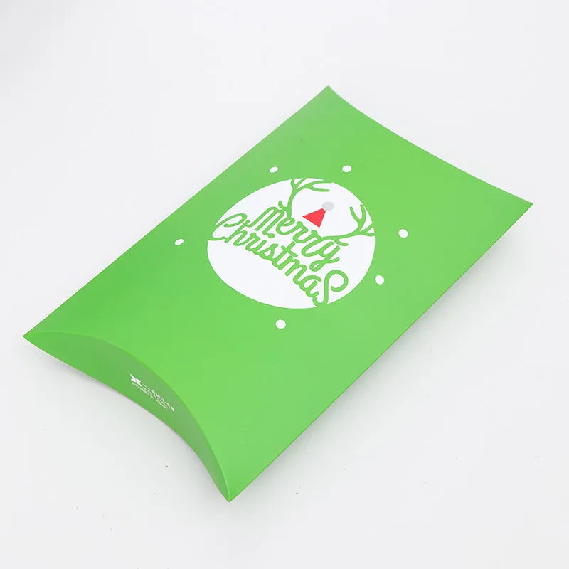 20pcs-Green-B 20 шт Рождественская коробка для подушки, креативные складные коробки для конфет, подарочные коробки для шоколада, крафт-упаковка, чехол с рисунком из мультфильма, красная бумажная коробка - Цвет: 20pcs-Green-B