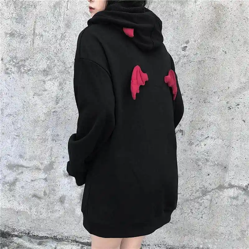  NiceMix Fall Winter Women Sweatshirts High Street Harajuku Cute Hoodies Punk Gothic Devil Horn Chic