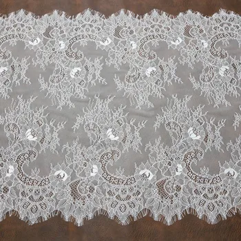 

(3 meters/lot) 60cm Floral Embroidered Eyelash Lace Ribbon Clothing Accessories lace material Handmade