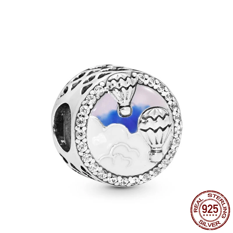 

New Arrival 100% 925 Sterling Silver Beads, Hot Air Balloon Trip Charms fit Original Pandora Bracelets Women DIY Jewelry