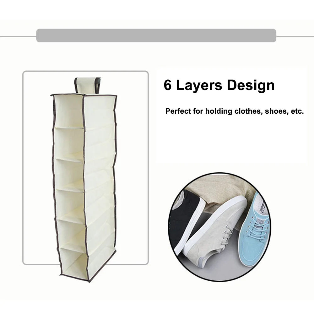 6 слоев Висячие Сумки для хранения шкаф спальни обуви вакуумные пакеты одежды