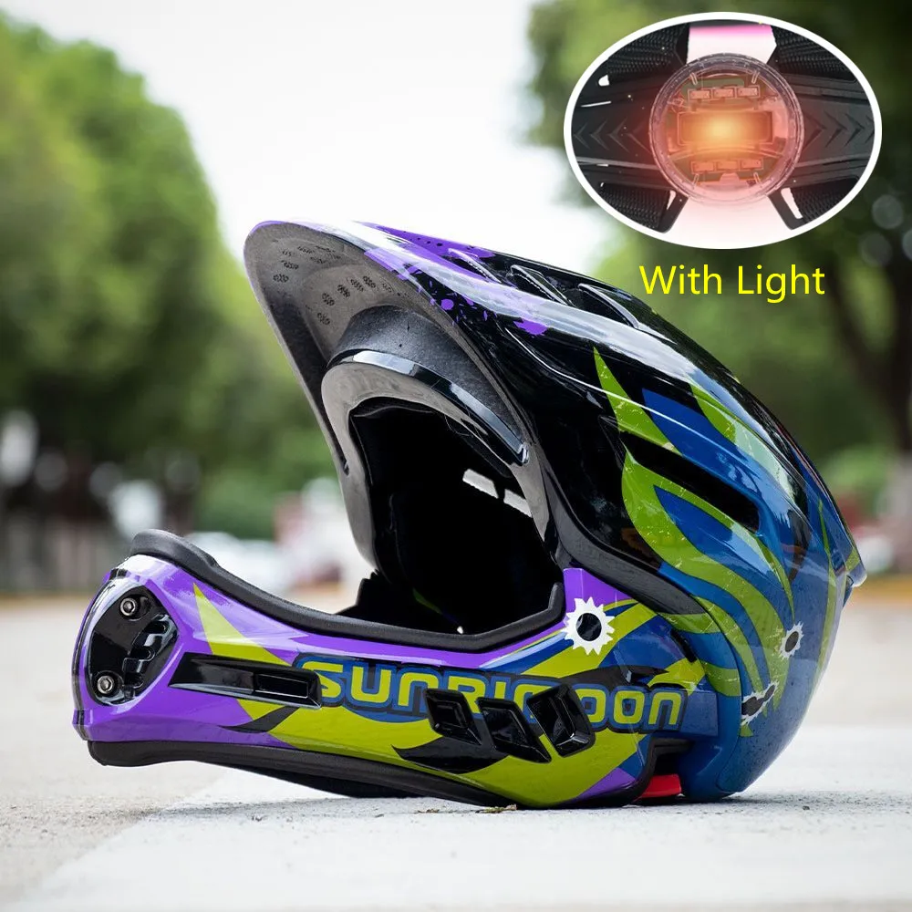 Casco de Ciclismo para niños, casco de cara completa desmontable