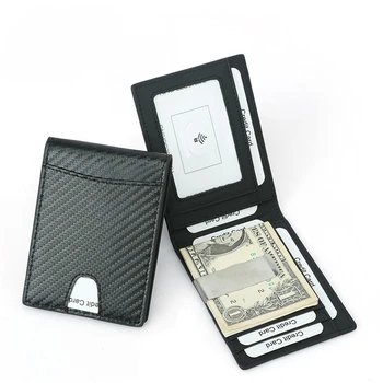 

Antimagnetic Wallet Carbon Fiber Pattern Super Fiber American Gold Clip Wallet Card Bag Credit Card ID Purse