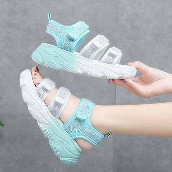 

Sandals Woman Flats Platform Shoes Summer Ladies Hook Loop Sneakers Vulcanized Gradient Colorful Female Casual 2020 Fashion