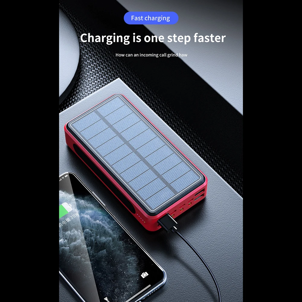 Wireless 100000mah Power Bank Large Capacity Solar Battery Panel With 4usb  Power Bank For Samsung Iphone13 Xiaomi повербанк mini power bank