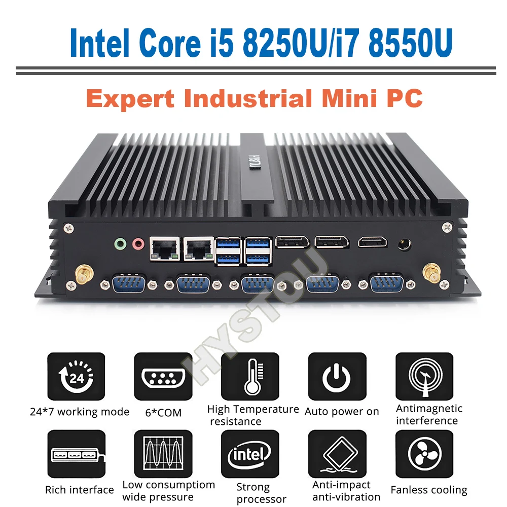 I7 четырехъядерный промышленный компьютер i5 8250U 8350U безвентиляторный ПК сервер i7