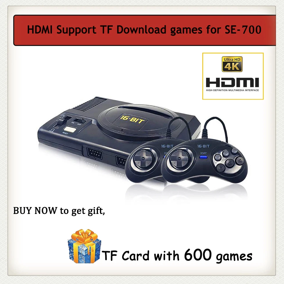 4K HD 16 Bit Super Mini Game Console for Sega MD 100 In 1 Handheld Game Player Double Gamepads in box Controller Adapter Gift