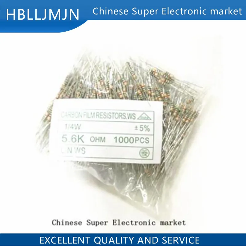 1000 шт. резисторы 1K OHMOHMS 1/4W 5% углеродная пленка (10R 22R 33R 47R 15R 51R 56R 68R 75R 100R 220R 330R 470R 680R 10K
