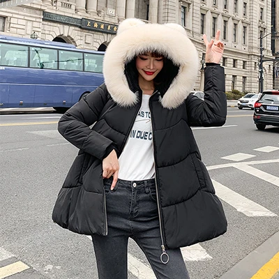 Однотонное ТРАПЕЦИЕВИДНОЕ меховое пальто с капюшоном для женщин Harajuku размера плюс зимнее длинное пальто куртка Женская Корейская теплая длинная куртка Милая верхняя одежда - Цвет: Black