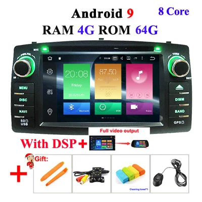 Для TOYOTA Corolla E120 e 120 BYD F3 Android 9,0 2 Din 8 CORE 4G 64G Автомобильный радио мультимедиа dvd-плеер gps аудио wifi DVR obd2 DAB - Цвет: 4G 64G DSP full