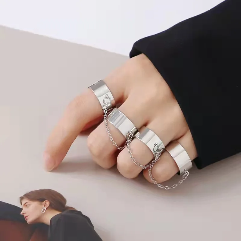 Customize Punk Cool Hip Pop Rings Personality For Men's And Women's Conjoined Index Finger Adjustable Chain 2021 Party Gift |
