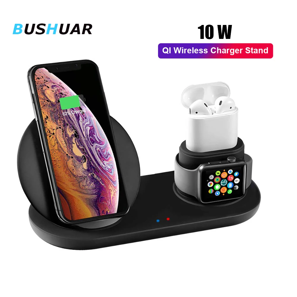 

3 In 1 Fast Wireless Charger for Apple Watch iWatch 2 3 4 Airpods QI Wireless Charger Dock for iPhone 11 8 XR XS MAX Samsung S10