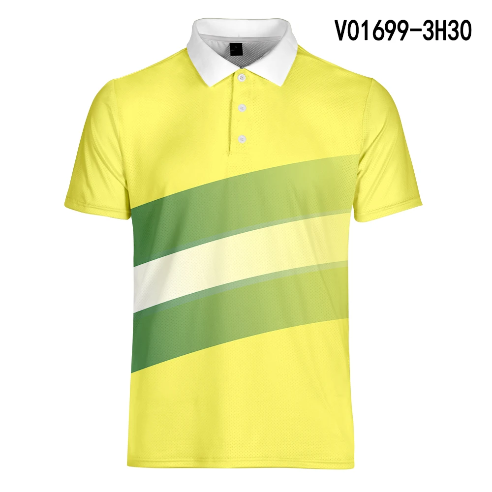 WAMNI модная мужская рубашка поло с 3D градиентом, повседневная спортивная рубашка поло с отложным воротником для настольного тенниса в полоску, Мужская рубашка поло с коротким рукавом - Цвет: V01699