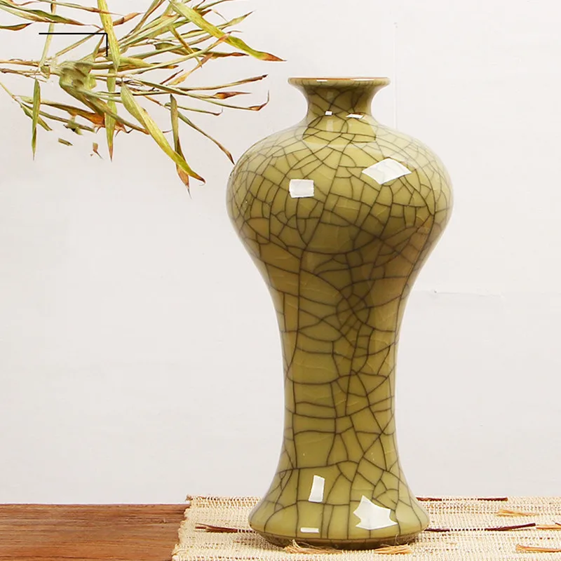 9.5x18.5cm Стиль Celadon ваза для гостиной Цветочная композиция украшение офисное настольное высококачественное украшение студия украшение WSHYUFEI - Цвет: 9.5x18.5cm