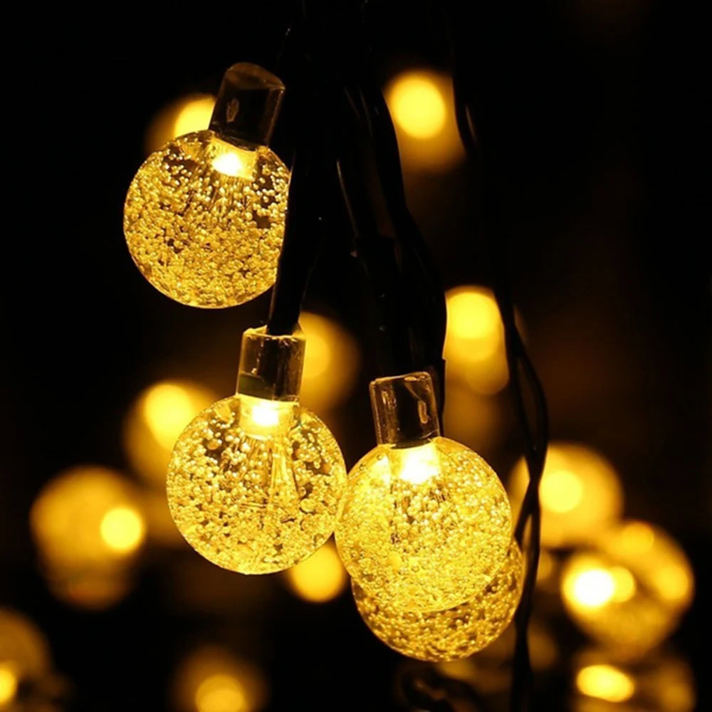 Warm White Хрустальный глобус шар Солнечный 30LED двор открытый фестиваль сад Рождественский Декор Сказочный струнный Сказочный светильник Сказочный струнный светильник супер яркий - Испускаемый цвет: Warm White