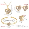 Fashion Dubai Gold Jewelry Sets Crystal Heart Necklace Bangle Ring Earrings Set Wedding Gift African Nigeria Jewelry for Women ► Photo 3/6