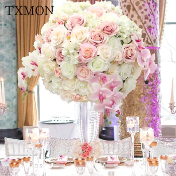 

60cm wedding decoration road lead artificial 3/4 round flower ball wedding table centerpiece flower balls Arch table flowers