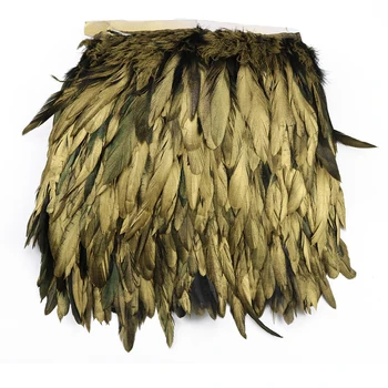 

Elegant Gold Rooster Feather Trim Length 15-20cm Decor Feathers for DIY Wedding Dress/Skirt Sewing Accessories Ribbon Wholesale