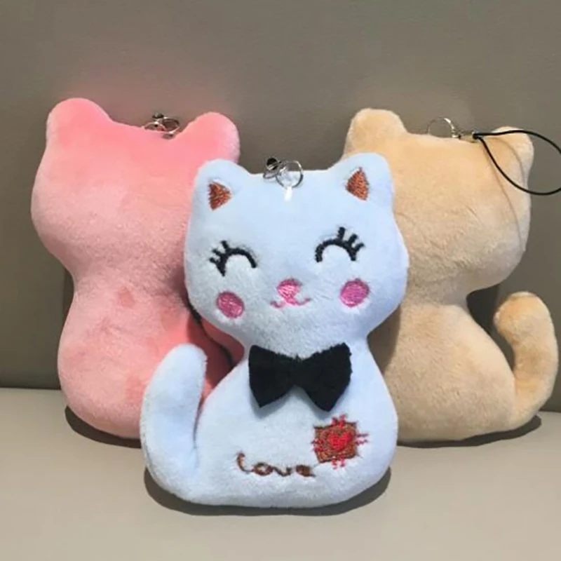 

Cat Plush Kitty Cat Key Chain 3 Colors Toys Small Size 10CM Pink White Khaki Kids Party Cat Plush Ornament Child Plush Doll Gift