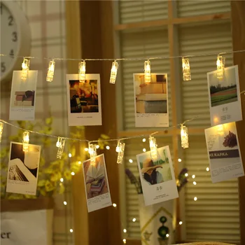 

1M/3M/6M 40led Photo Clip Fairy String Lights LED Copper Wire Light T Garland New Year 2020 Christmas Home Decorations navidad.